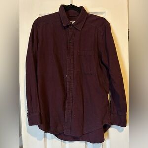 TNA Maroon Long-Sleeve Flannel Button-Up Shirt
